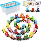 Wooden Toy 27 Pcs Magnetic Alphabet Abc Letter Train Set Includes 42 Pcs Flas   