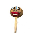 Vintage Small Spanish Woman Wooden Face Maracas Shakers Music Percussion