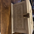Vintage Max Klein Cream Plastic Sewing Box Storage Mcm Ornate Case Mint