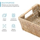 Natural Seagrass Storage Basket With Handle  Rectangular Woven Organizer Bin    