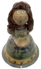 Vintage Woman Girl Hebrew Pottery Shabbat Bell Judaism Israel Jewish Judaica