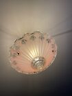 Antique Vintage Art Deco Ceiling Chandelier Glass    3 Chain Light Fixture   