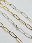 925 Sterling Silver Vermeil Italian Two Tone Oval Link Chain Necklace 40   