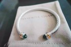 New davidyurmansilver4mm sterling green Topaz   18kgold Cable Classicbraceiet
