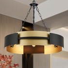 26-inch Modern Chandelier Industrial Black And Gold Light Fixture Large Drum 