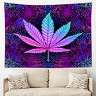 Marijuana Weed Tapestry Wall Hanging Trippy Purple Aesthetic Room Decor 40x60