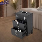 Rolling Makeup Train Case Aluminum Salon Cosmetic Trolley Organizer Box drawer