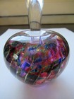Vintage Maytum Studio Art Glass Iridescent Perfume Bottle W Stopper Signed Dated