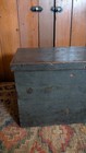 Rare Antique Early Country Wood Mini Blanket Chest Old Blue Paint Sqn 18  Signed