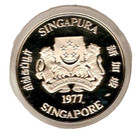 1977 Singapore Silver Coin  10 Silver - Independence - Ship - Km  15  Coa  Proof