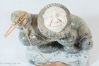 Beautiful Eskimo Inuit Stone Carving Of Man With Salmon  Signed   Fine