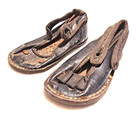 Antique Baby Child Shoes With Black Straps 5     Edwardian Original