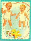 Vintage Uncut 1958 Baby Brother  sister Paper Dolls adorable  1 Top Reproduction