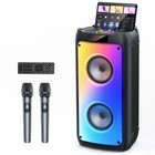 Bluetooth Speaker With 2 Microphones Portable Karaoke Machine For Party Dual Sub