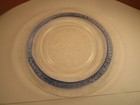 Vintage Macbeth Evans S Band Stippled Rose Blue Clear Glass Pair Of Lunch Plates