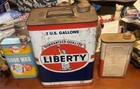 Lot Of 3 Vintage Advertising Liberty Motor  Oil  2 Gallon Tin  D-495   2 Others