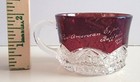 Orig 1901 Pan American Exposition Etched Ruby Red clear Glass Mug  Am Expo Cup