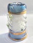 Egyptian Glass Thimble Pale Blue   Clear   Raised Relief   Design E09