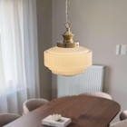 Vintage Milk Glass Pendant Light  13 8  Brass Color Ceiling Light Fixture  Ad   