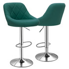 2x Swivel Adjustable Bar Stool Leather Green Modern Counter Height Dining Chair