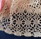 Vintage Baby Bonnet Cap Irish Crochet Lace Pink Ribbon Rosette Doll Hat