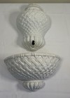 Italian 3 Piece Porcelain Lavobo Fountain Wall Planter Basket Weave Pattern
