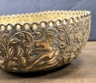 Antique Burmese Burma Hammered Repouss   Brass Offering Bowl Ritual Dance Scene