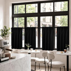 Short 36 Inch Blackout Kitchen Window Curtain Black Set Of 4 Panels