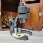 Vintage Bausch   Lomb Binocular Microscope W  Lenses  Wooden Case W  Key  Cover