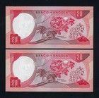 Portugal  Angola Set 2 X 20 Escudos 1972 P-99 Unc Following Numbers