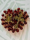 Vintage Gold Ruby Red Colour Quartz Crystal Glass Bead Rosary For Prayer Gift