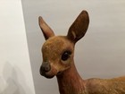 Vintage Christmas Large 14  Tall Flocked Deer Standing Detailed Brown