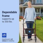 Medline Steel Rollator Walker For Adults     Burgundy   350 Lb Capacity