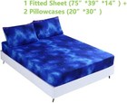 Sdiii 3pcs Blue Space Fitted Sheet Set Twin  Bed In A Bag Galaxy 