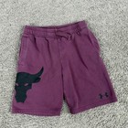 Under Armour Project Rock Shorts Youth Medium Purple Fleece Bull Logo Athletic
