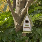 10 25  L Hanging Birdhouse Green White Roof Wooden Garden Bird House For Outdoor