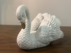 Pair Of Vintage White Porcelain Swan Figurines  White With Gold Beaks 4 5   