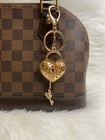 Lock And Key Bag Charm Keychain Keyring Handbag Gold Heart Bling Sparkling Gift