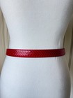 Vintage Sheka Genuine Snakeskin Red Leather Belt Silver Tone Statement Buckle L