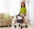 Medline Steel Rollator Walker With Seat  Burgundy  350 Lb Capacity  6    Wheels