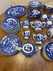 Huge Lot Vintage Child   s Blue Willow Tea Set Porcelain 56 Pieces Made In Japan