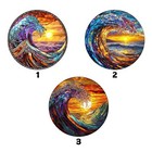 Sunset On The Beach Stained Glass Suncatcher  Ocean Waves Window Hanging Decor