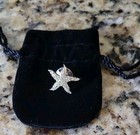 Auth Swarovski Starfish Brooch With Pave Crystal Swan Signed Pin Tack