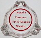 Vintage Glass Ashtray Laughlin Furniture 1134 E Douglas Wichita Kansas N-mint 