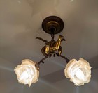 Vintage Winged Cherub Putti Light Fixture Lamp French Style Hollywood Regency