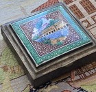 Exceptional Middle Eastern Silver Enamel Pictorial Silver Vanity Box Mina Kari