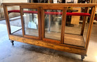 Antique 1800s Wooden   Wavy Glass Display Case  72  X 26 5  X 42   Rare