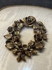 Vintage Matson Ormolu Gold Tone Vanity Set - Mirror   Brush Roses 2 Piece