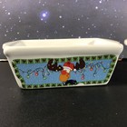 2 Ceramic Mini Loaf Pans Christmas Reindeer And Winter Snowmen Decoration Dish