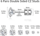 Titanium Surgical Steel Cubic Zirconia Screw Back Stud Earrings For Women Men Mu